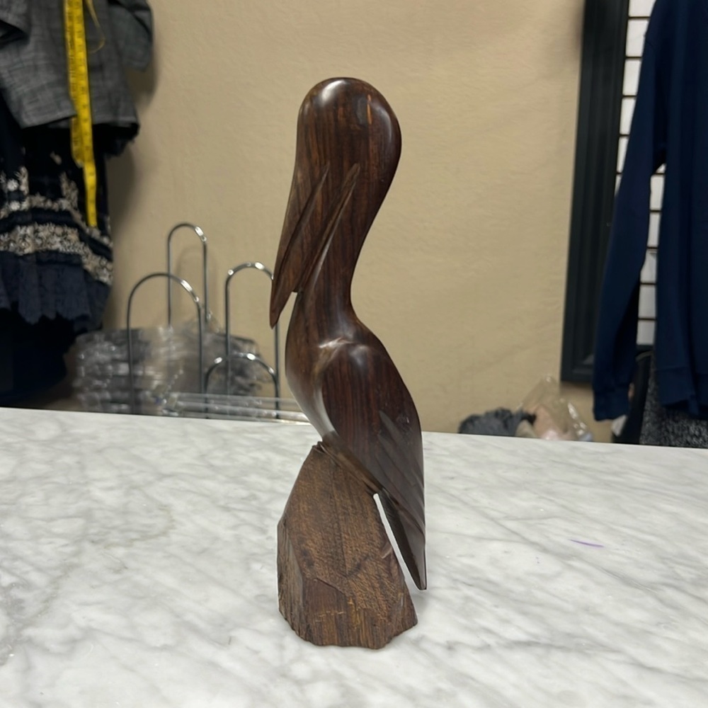 Vintage Wooden Pelican Statue